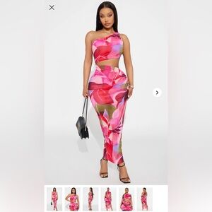 Fashion Nova Tamirah Mesh Maxi Dress - Pink/combo